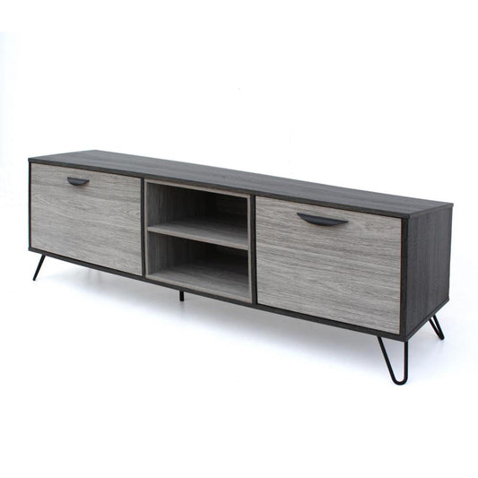 Alfie TV Media Entertainment Console Cabinet, 2 Shelves, Gray 71 Inch