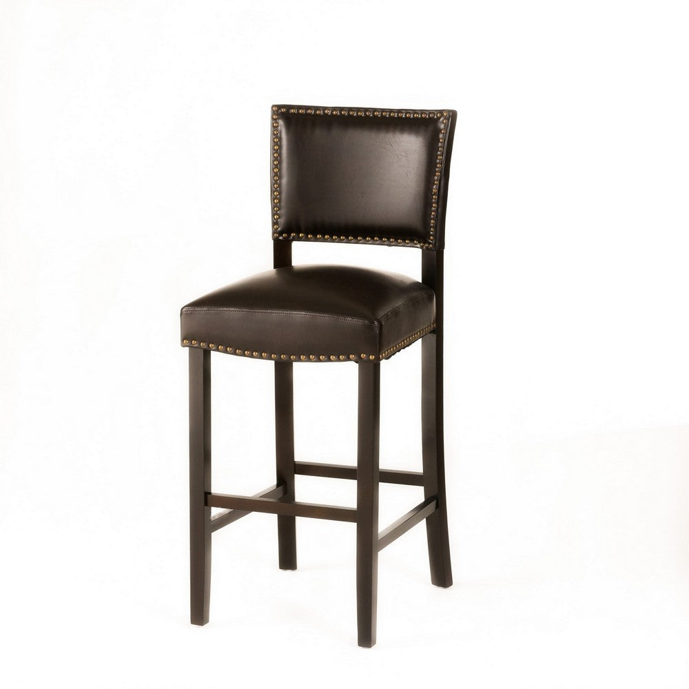 Alpha Barstool Chair Set of 2, Brown Velvet Rubberwood Frame