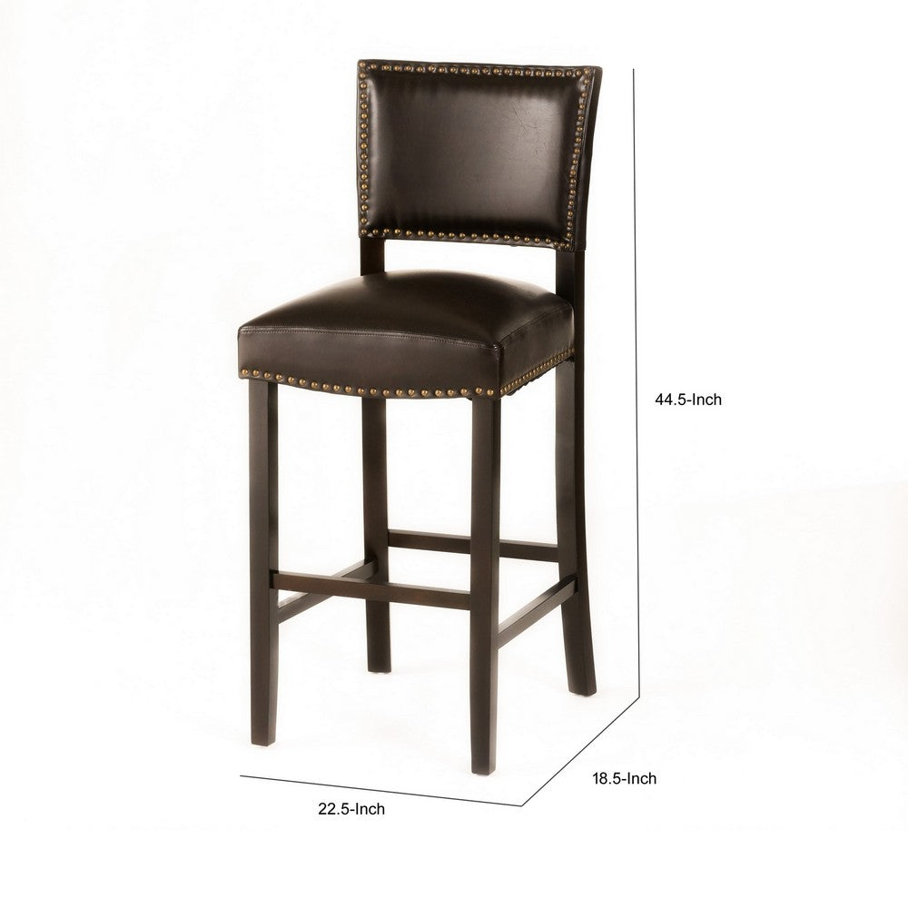 Alpha Barstool Chair Set of 2, Brown Velvet Rubberwood Frame