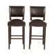 Alpha Barstool Chair Set of 2, Brown Velvet Rubberwood Frame