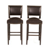 Alpha Barstool Chair Set of 2 Classic Brown Velvet Rubberwood Frame BM323593