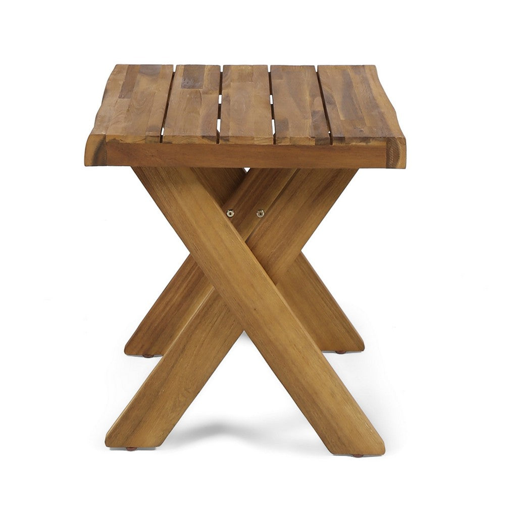 Harley Outdoor Side Table, X Legs, Square 18" Brown Wood