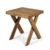 Harley Outdoor Side Table, X Legs, Square 18" Brown Wood
