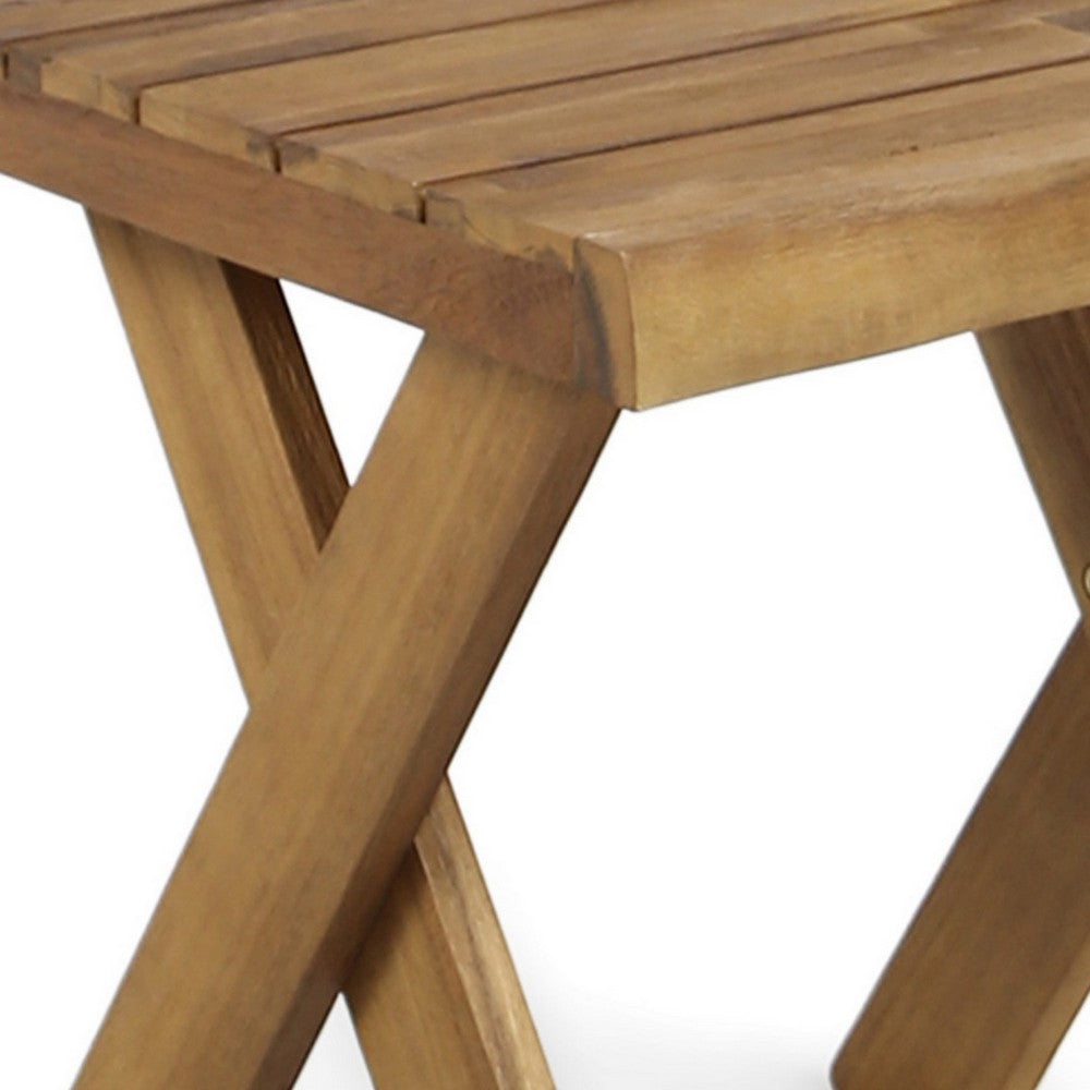 Harley Outdoor Side Table, X Legs, Square 18" Brown Wood