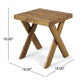 Harley Outdoor Side Table, X Legs, Square 18" Brown Wood