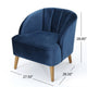Shale Accent Chair Navy Blue Velvet Curved Backrest Brown Wood Legs BM323598