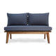 Almo Outdoor Loveseat Bench, Gray, 49" Brown Acacia Wood