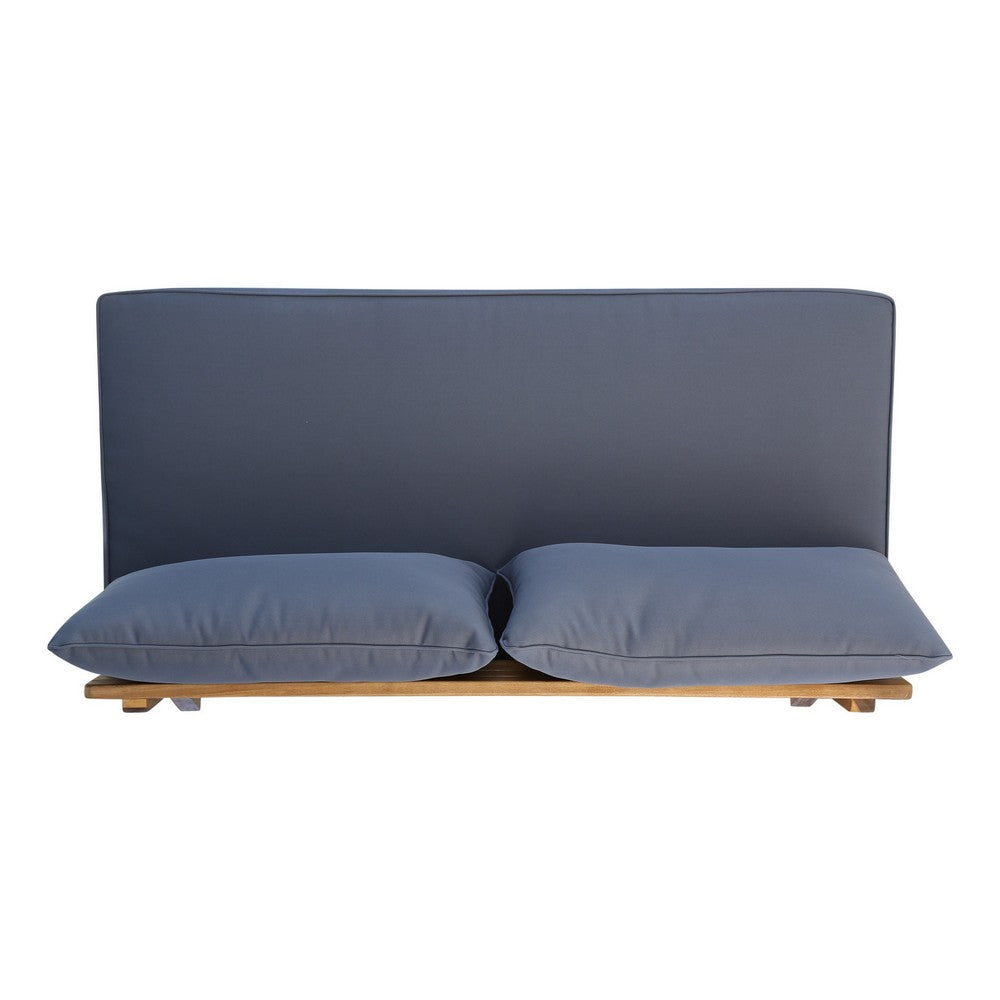 Almo Outdoor Loveseat Bench, Gray, 49" Brown Acacia Wood