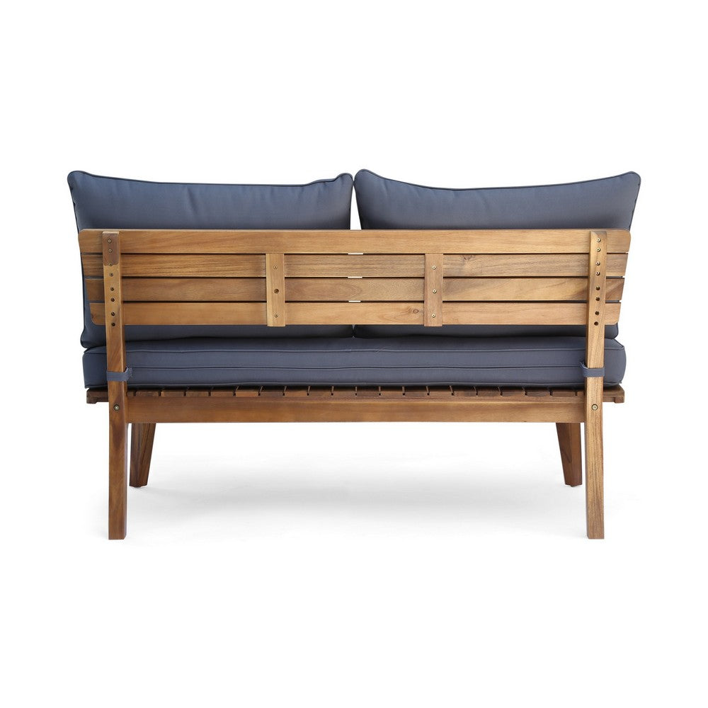 Almo Outdoor Loveseat Bench, Gray, 49" Brown Acacia Wood