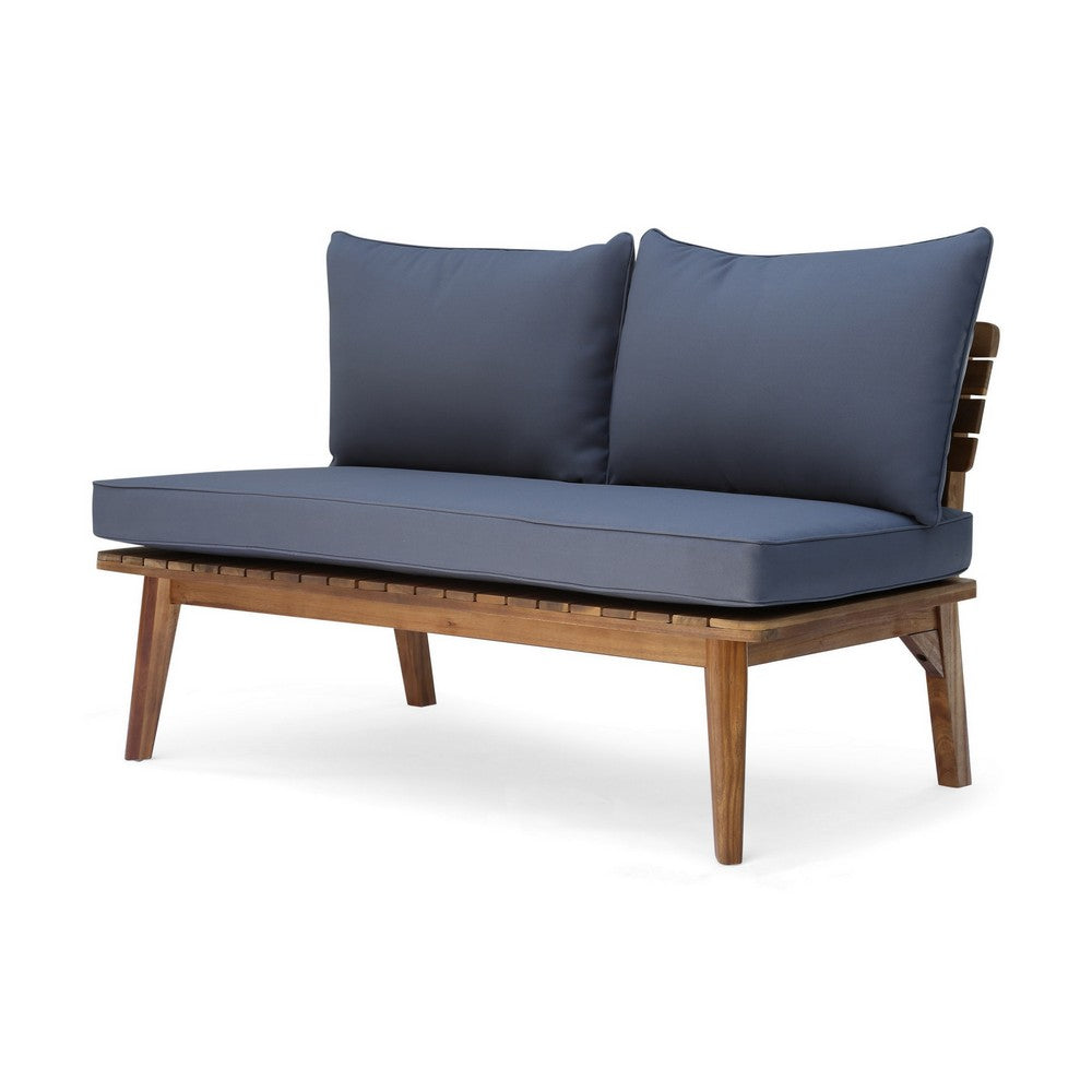 Almo Outdoor Loveseat Bench, Gray, 49" Brown Acacia Wood