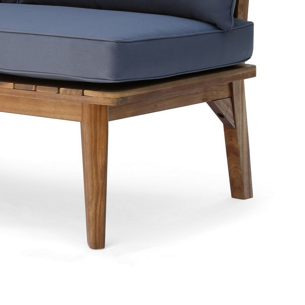 Almo Outdoor Loveseat Bench, Gray, 49" Brown Acacia Wood