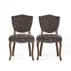 Jette Dining Chair Set of 2, Charcoal Gray Tufted Velvet, Brown Wood
