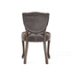 Jette Dining Chair Set of 2, Gray Tufted Velvet, Brown Wood