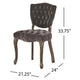 Jette Dining Chair Set of 2, Gray Tufted Velvet, Brown Wood
