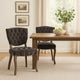 Jette Dining Chair Set of 2, Gray Tufted Velvet, Brown Wood