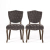 Jette Dining Chair Set of 2, Gray Tufted Velvet, Brown Wood