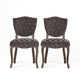 Jette Dining Chair Set of 2, Gray Tufted Velvet, Brown Wood