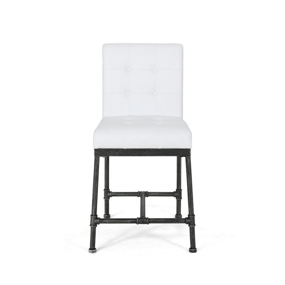 Bruke Counter Height Chair Set of 2, White Faux Leather