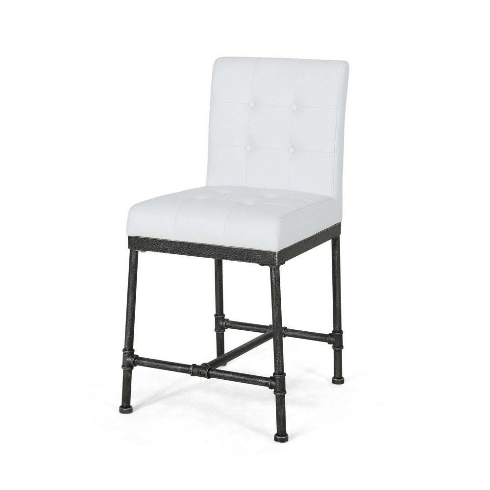 Bruke Counter Height Chair Set of 2, White Faux Leather