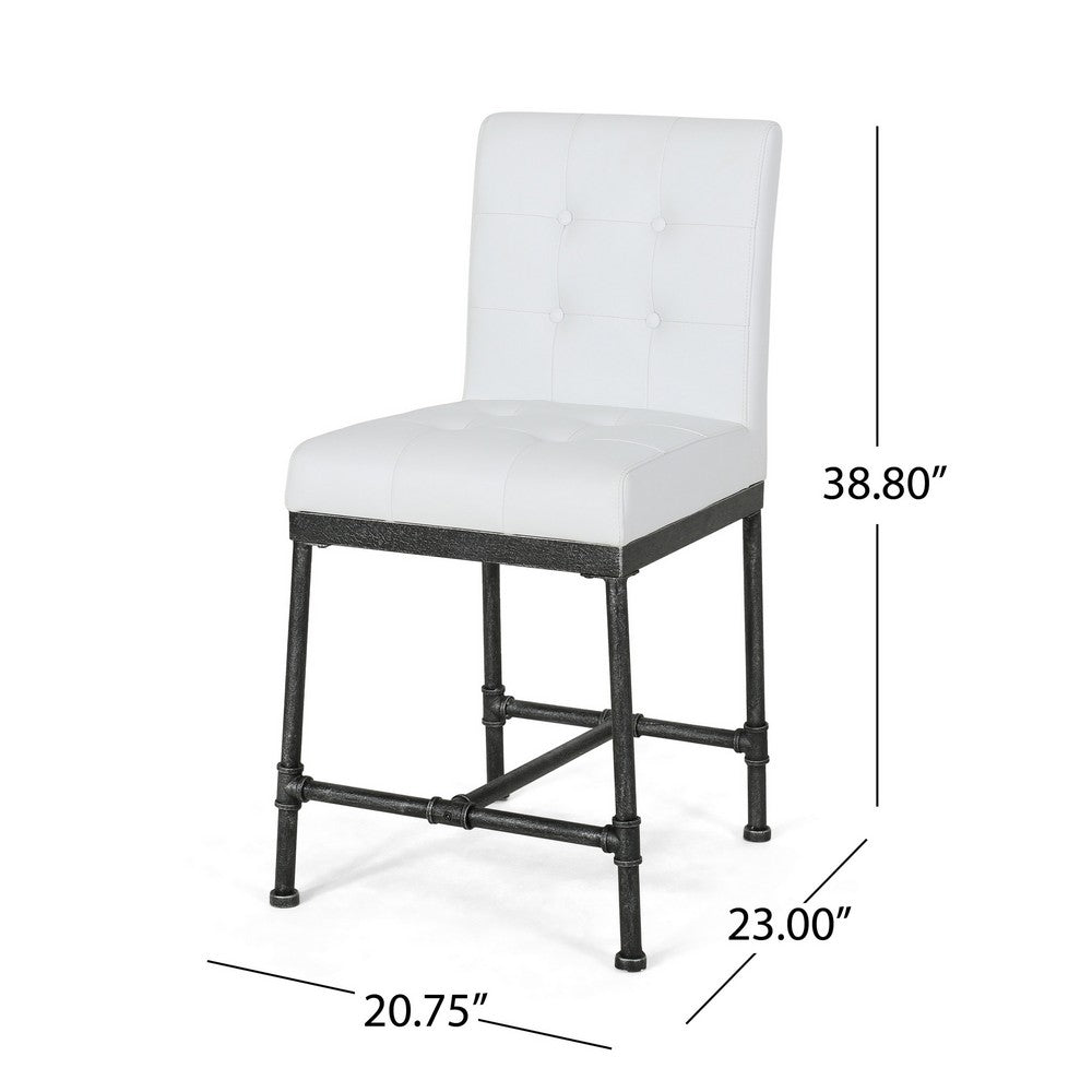 Bruke Counter Height Chair Set of 2, White Faux Leather