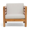 Carie Outdoor Accent Chair, Beige Cushions Brown Acacia Wood