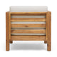 Carie Outdoor Accent Chair, Beige Cushions Brown Acacia Wood