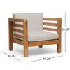 Carie Outdoor Accent Chair, Beige Cushions Brown Acacia Wood