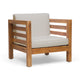 Carie Outdoor Accent Chair, Beige Cushions Brown Acacia Wood