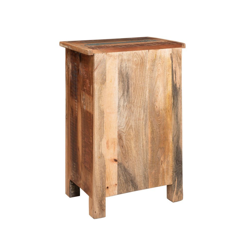 Cherry Side End Table, 18" Distressed Painted Wood Cabinet