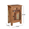 Cherry Side End Table, 18" Distressed Painted Wood Cabinet