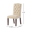 Kevy Dining Chair Set of 2, Brown Solid Wood, Ivory Linen