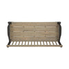Ikra Outdoor Bench, Built-In Shelf, 51" Gray Black Wood