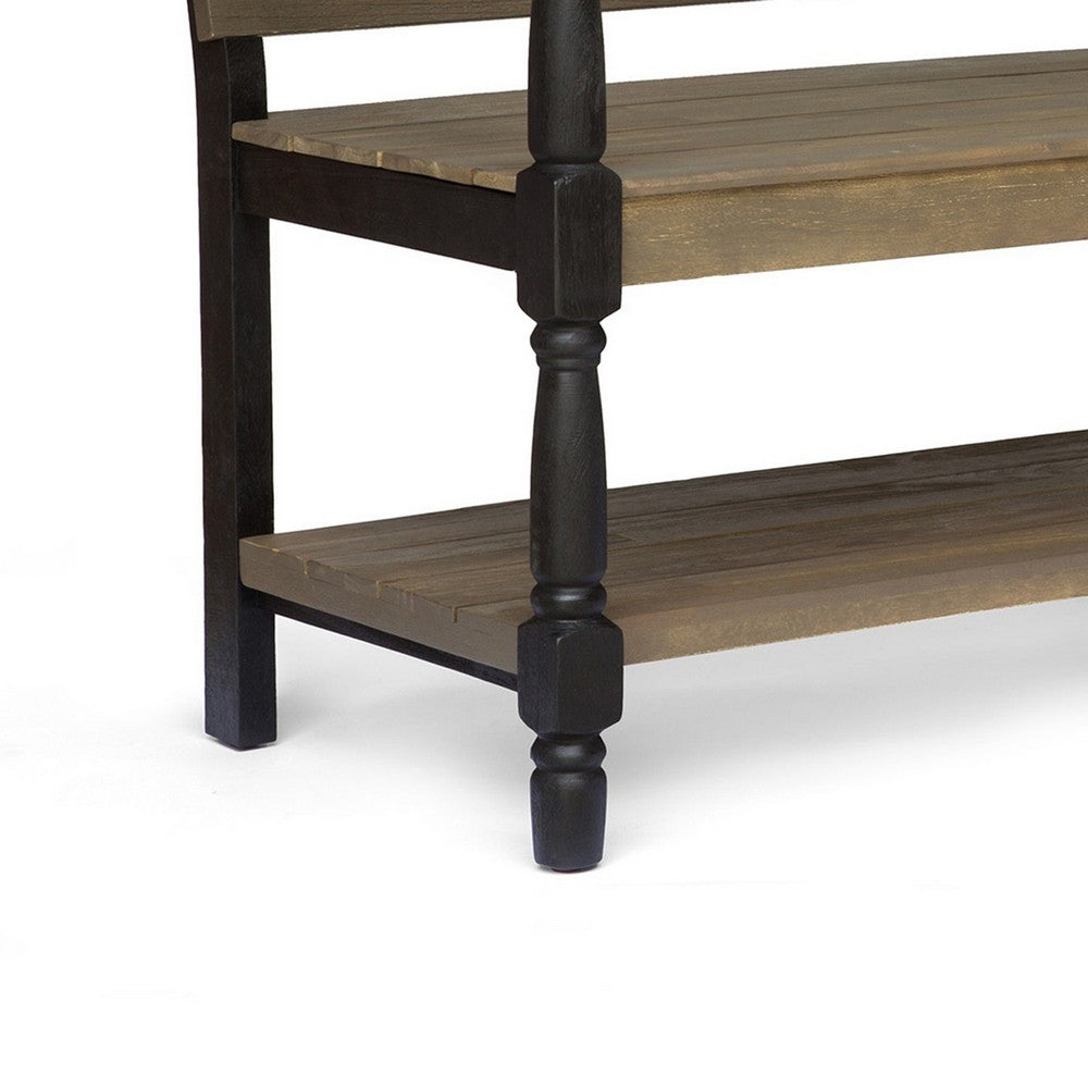 Ikra Outdoor Bench, Built-In Shelf, 51" Gray Black Wood