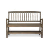 Ikra Outdoor Bench Built-In Shelf 51 Inch Carved Gray Acacia Wood