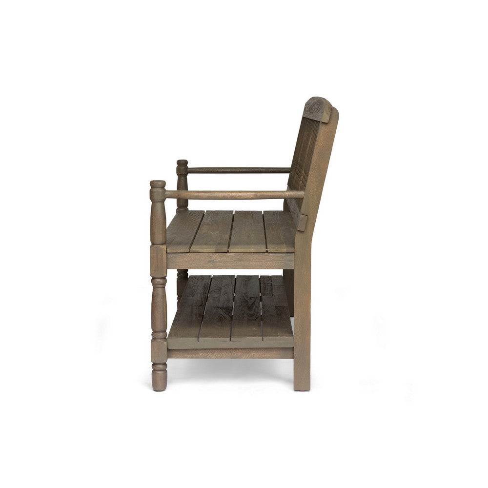 Ikra Outdoor Bench, Built-In Shelf, 51", Gray Acacia Wood