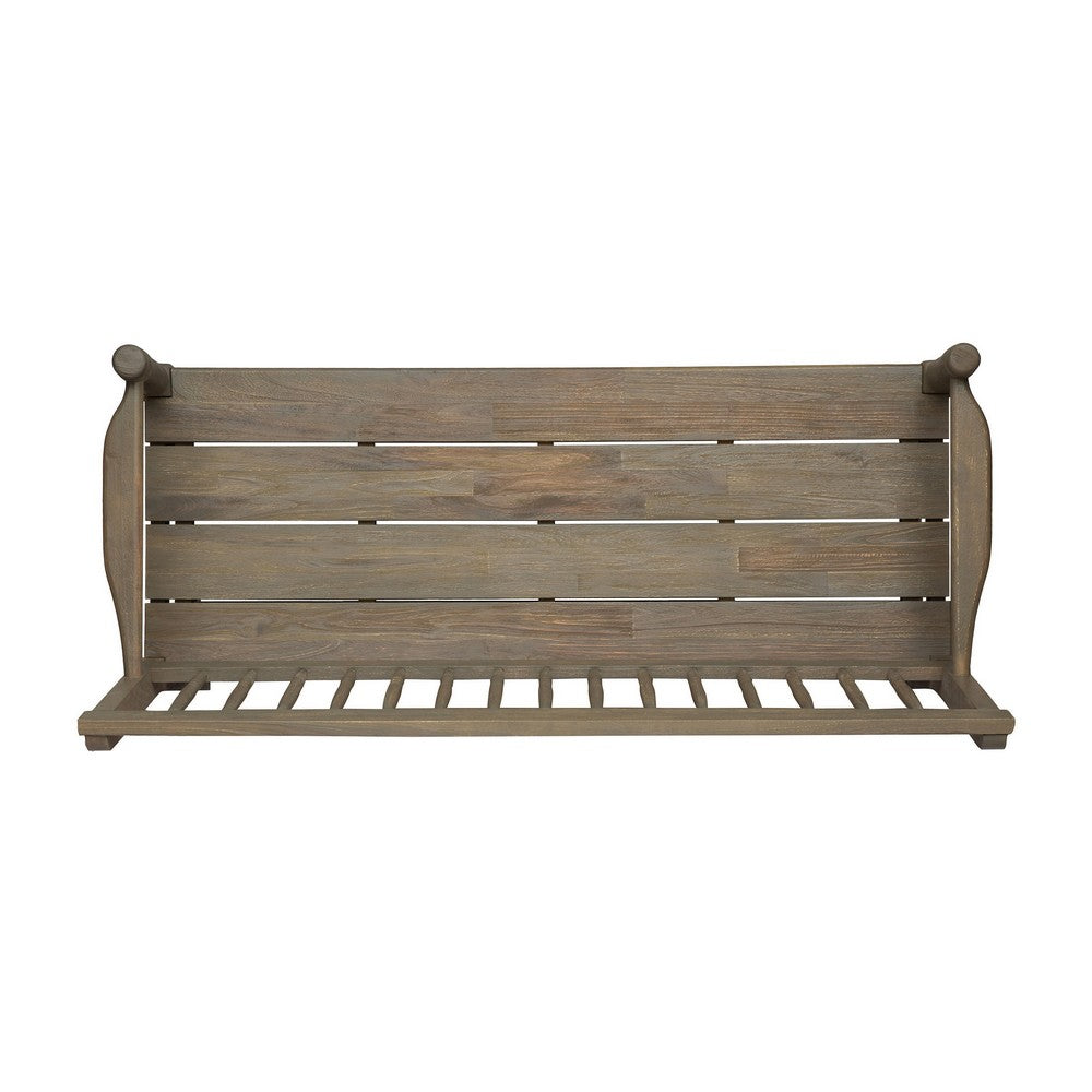 Ikra Outdoor Bench, Built-In Shelf, 51", Gray Acacia Wood
