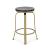 Andie Swivel Counter Stool Black Faux Wood Compact Gold Iron Frame