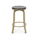 Andie Swivel Counter Stool Black Faux Wood Compact Gold Iron Frame