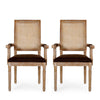 Amme Dining Chair Set of 2, Rubberwood, Brown Polyester