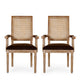 Amme Dining Chair Set of 2, Rubberwood, Brown Polyester