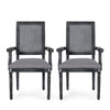 Amme Dining Chair Set of 2, Cane Back, Rubberwood, Gray