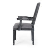 Amme Dining Chair Set of 2 Cane Backrest Rubberwood Gray Polyester BM323644
