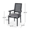 Amme Dining Chair Set of 2, Cane Back, Rubberwood, Gray