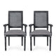 Amme Dining Chair Set of 2, Cane Back, Rubberwood, Gray