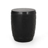 Outdoor Side End Table 16 Inch Lattice Pattern Black Concrete Finish BM323653
