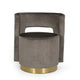 Viki Swivel Armchair Round Open Back Gold Metal Gray Tufted Velvet