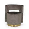 Viki Swivel Armchair, Open Back, Gold Metal, Gray Velvet