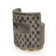 Viki Swivel Armchair, Open Back, Gold Metal, Gray Velvet