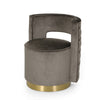 Viki Swivel Armchair, Open Back, Gold Metal, Gray Velvet