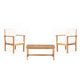 3pc Set with 2 Club Chairs, Coffee Table, Acacia Wood, Cream